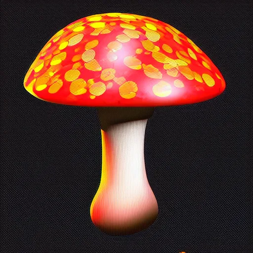 Image similar to mushroom ufo logo on black background, 3d, trippy glitched digital art, artstation, cgsociety