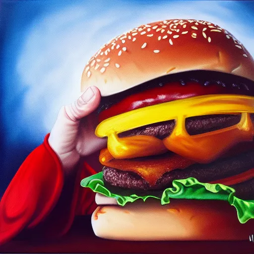 Prompt: Oil Painting Of Harry Potter And The Amazing Burger, 4K