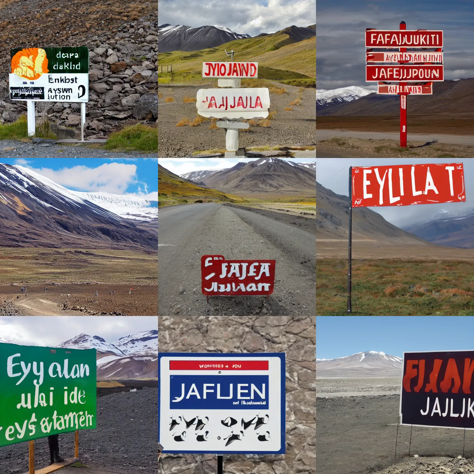 Prompt: a sign that says eyjafjallajokull