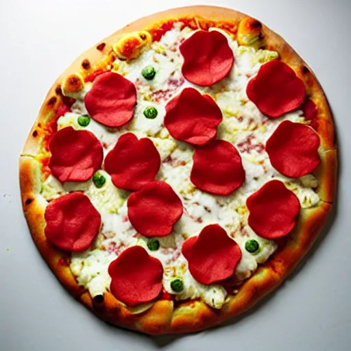 Image similar to flower made of pizza