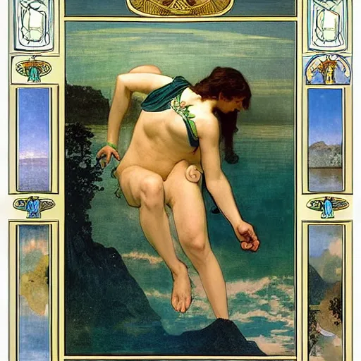 Image similar to The palace on the clouds, moon reflecting on the water, thunderstorm, greek pool, beach and Tropical vegetation on the background major arcana sky, by paul delaroche, alphonse mucha and arnold böcklin, hyperrealistic 8k, award-winning, very very very detailed