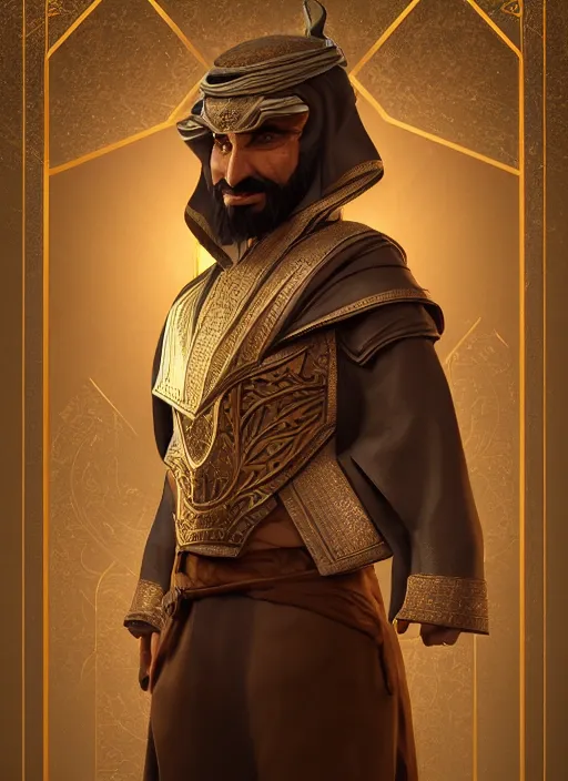 Prompt: portrait of sheikh mohammad ruler of dubai, drak fantasy goblin, head and torso only, cinematic lighting, studio quality, smooth render, unreal engine 5 rendered, octane rendered, art style by klimt and nixeu and ian sprigger and wlop and krenz cushart.