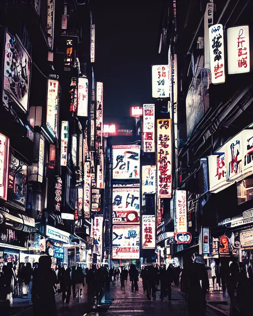 Prompt: futuristic tokyo crowded night street with neon signs by giorgio vasari, the animatrix, atmospheric, cinematic composition, 8 k, cyberpunk lighting, blade runner