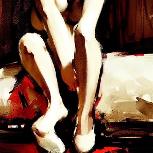 Prompt: annasophia robb in a war world II, stockings, looking seductively attire by Greg Rutkowski, John Singer Sargent, Bryan Lee O'Malley, Edward Hopper