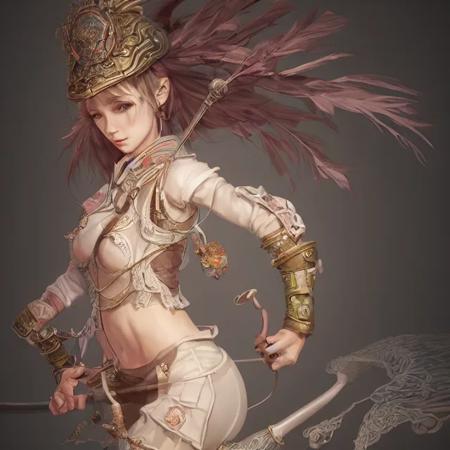 Image similar to studio portrait of neutral good colorful female cleric bard healer as absurdly beautiful, elegant, young skinny gravure idol, ultrafine hyperrealistic illustration by kim jung gi, irakli nadar, intricate linework, sharp focus, bright colors, octopath traveler, final fantasy, unreal engine highly rendered, global illumination, radiant light, intricate environment