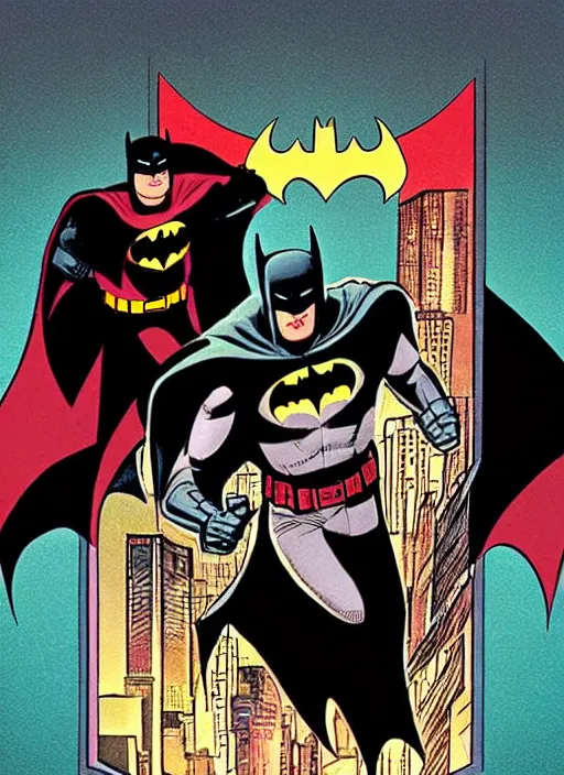 Image similar to batman comic illustration.batman dance with joker， Ben day dots