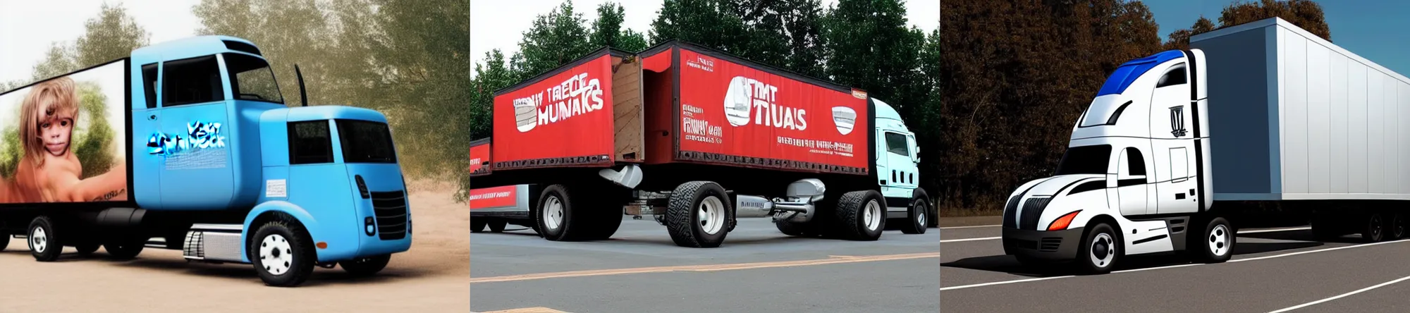 Prompt: A Truck with human legs instead of wheels