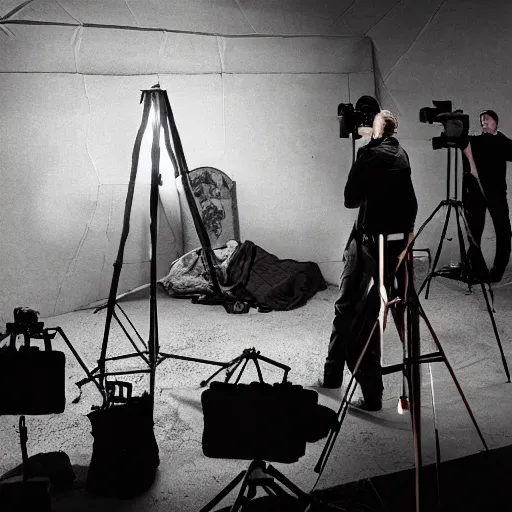 Prompt: behind the scenes photography, film set, a creation of the subconscious mind, surreal