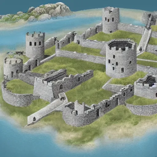 Prompt: The city of Tar Valon fills the entire island of the same name, which is eight miles long and three miles wide at its widest point. The entire island is surrounded by thick, impressive walls, approximately 50 feet tall and punctuated by sixty-four guard towers, each around 100 feet high.