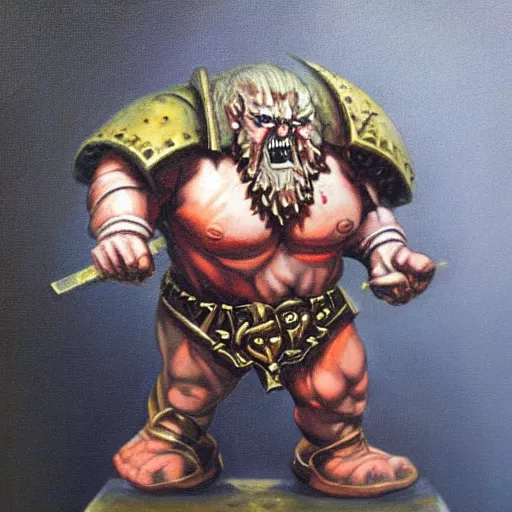 Image similar to chaos dwarf smith from warhammer fantasy : : head and torso oil painting