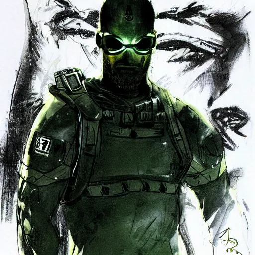 Prompt: sam fisher from splinter cell by yoji shinkawa, concept art