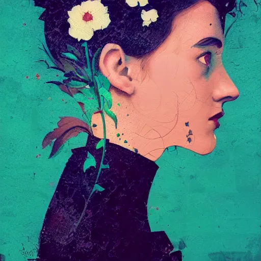 Image similar to Ukrainian girl with a flowers profile picture by Greg Rutkowski, asymmetrical, Organic Painting , Matte Painting, geometric shapes, hard edges, street art, trending on the artstation, realistic:2 by Sachin Teng:4, blur: -4