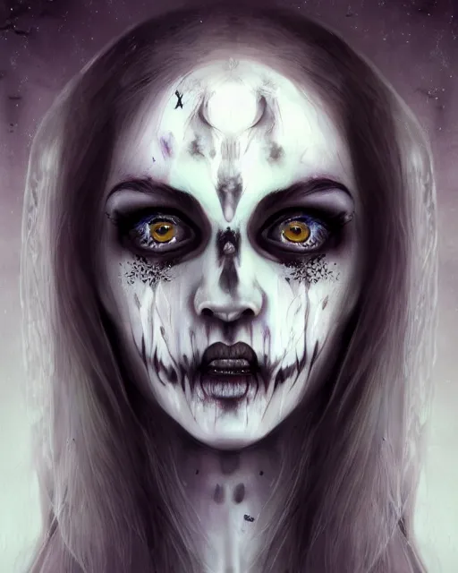 Image similar to detailed portrait ghost Girl, undead, nightime, painted, Perfect face, fine details, realistic shaded, fine-face, pretty face
