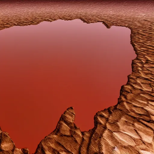 Prompt: blood lake in desert near tree, realistic, 4k, cinematic.