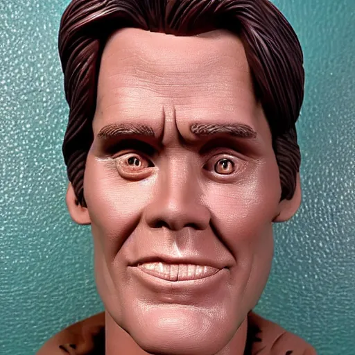 Prompt: jim carrey made out of clay, detailed sculpture, artistic photograph