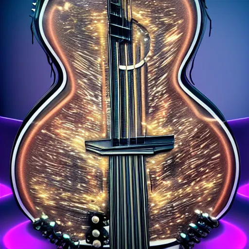 Premium AI Image  a guitar by louis vuitton is framed in a colorful mosaic.
