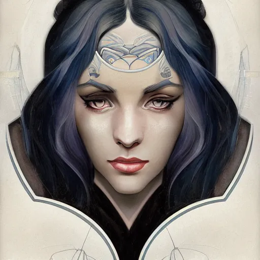 Prompt: an art nouveau, ( streamline moderne ), multi - racial portrait in the style of anna dittmann and charlie bowater and donato giancola. very large, clear, expressive, and intelligent eyes. symmetrical, centered, ultrasharp focus, dramatic lighting, photorealistic digital matte painting, intricate ultra detailed background.