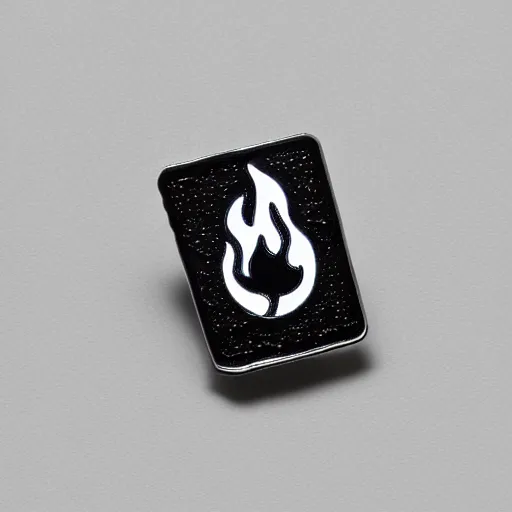 Prompt: a photo of a retro 8 0 s clean fire flames warning enamel pin, studio lighting, behance