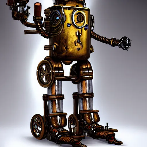 Image similar to a steampunk robot, photorealistic
