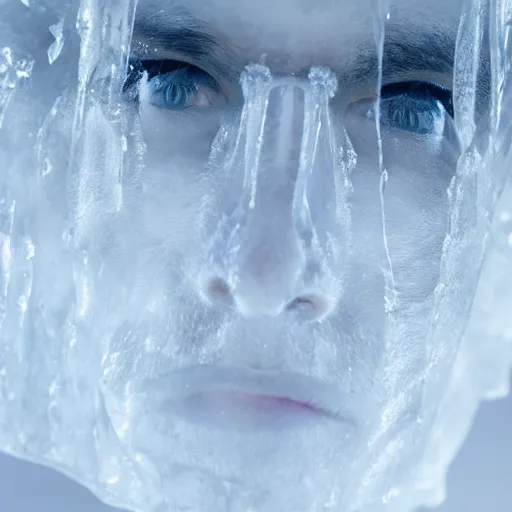 Image similar to see through clear sheet of ice sheet of ice in front of face face face behind ice face behind ice wide eyes