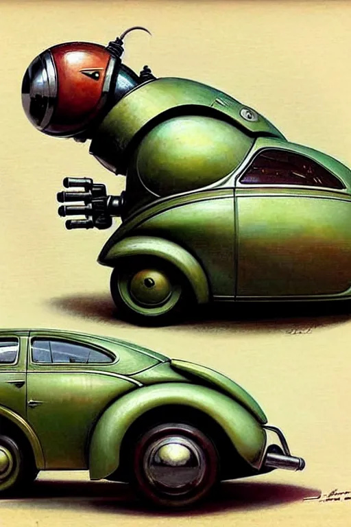 Prompt: ( ( ( ( ( 1 9 5 0 s retro future android robot fat robot scarab beetle wagon. muted colors., ) ) ) ) ) by jean - baptiste monge,!!!!!!!!!!!!!!!!!!!!!!!!!