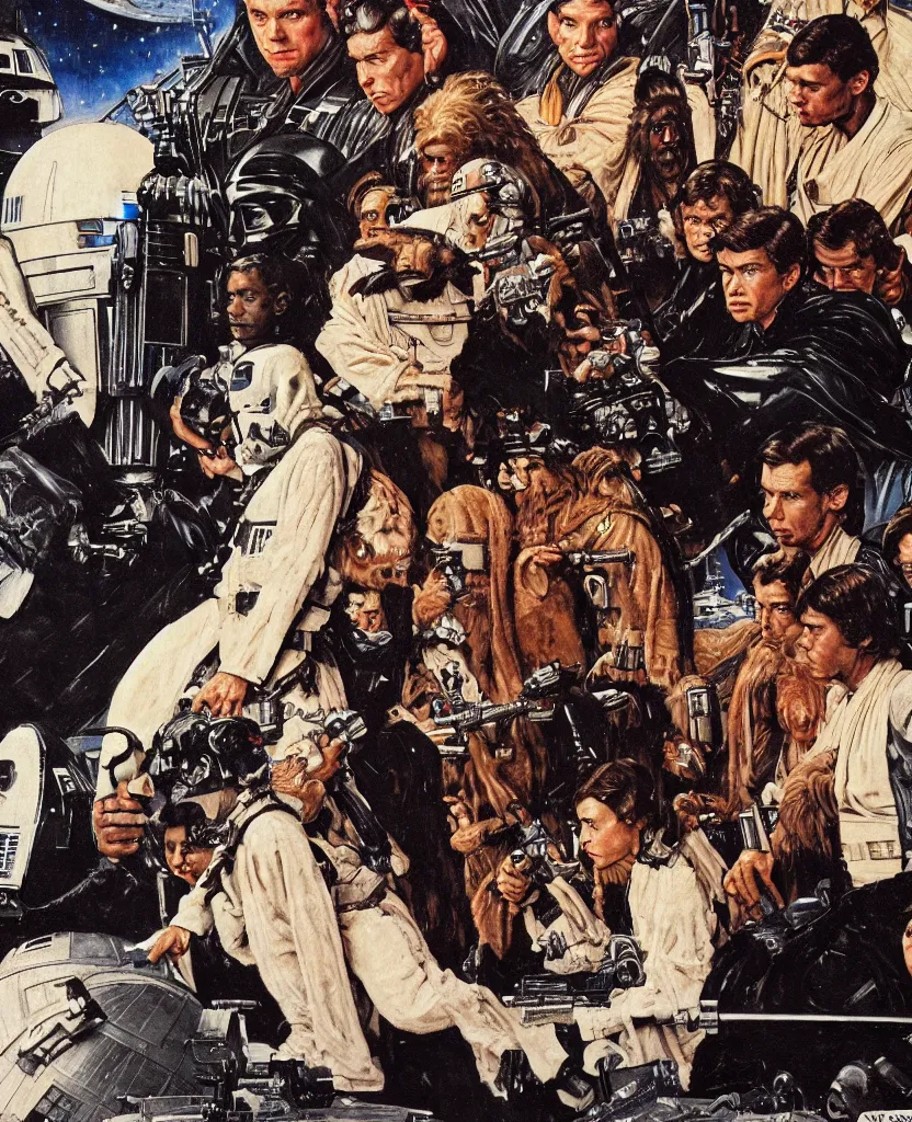 Prompt: star wars by norman rockwell, detailed painting, 8 k