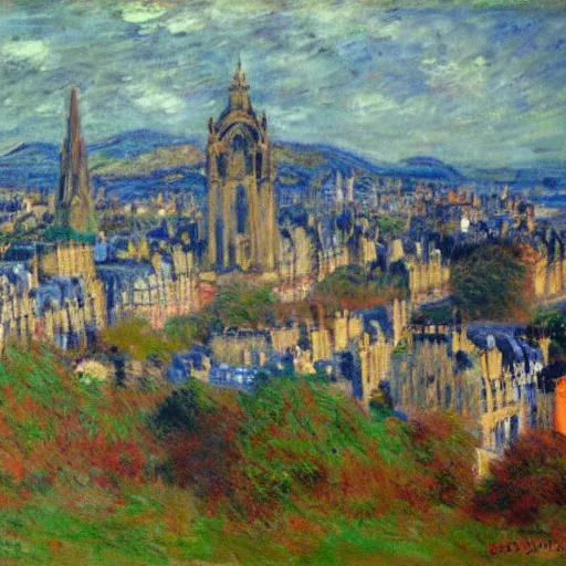 Image similar to Edinburgh in the style of Monet