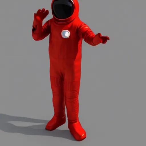 Image similar to short 3 d model of a red astronaut