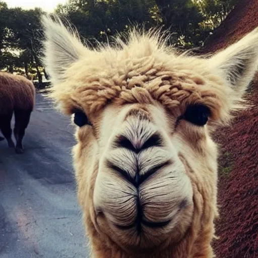 Prompt: the last selfie ever taken but it's an alpaca