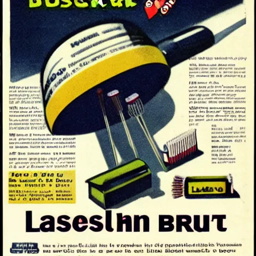 Prompt: laser - powered toothbrush, advert in popular mechanics circa 1 9 3 0