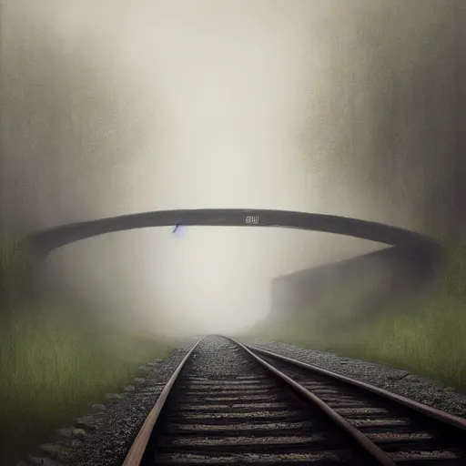 Image similar to an old train in tunnel by Aron Wiesenfeld and beksincki, cinematic, detailed illustration, nature, fog, dark colors, suspense, intricate, 8k