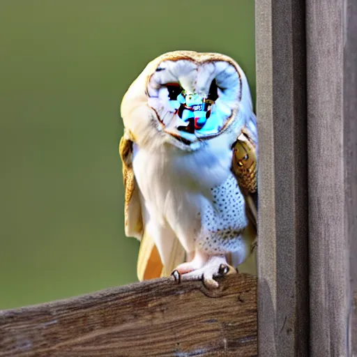 Image similar to barn owl in a suit, very detailed, album photo, canon shot