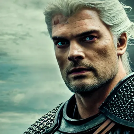 Prompt: karl urban as the witcher, 4 k, epic, cinematic, focus, movie still, fantasy, serious, extreme detail, atmospheric, dark colour