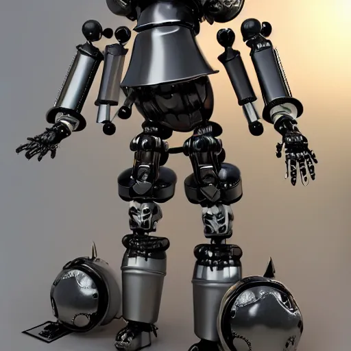 Image similar to cute fumo plush of a mechanical armor gothic maid robot, anime, vray