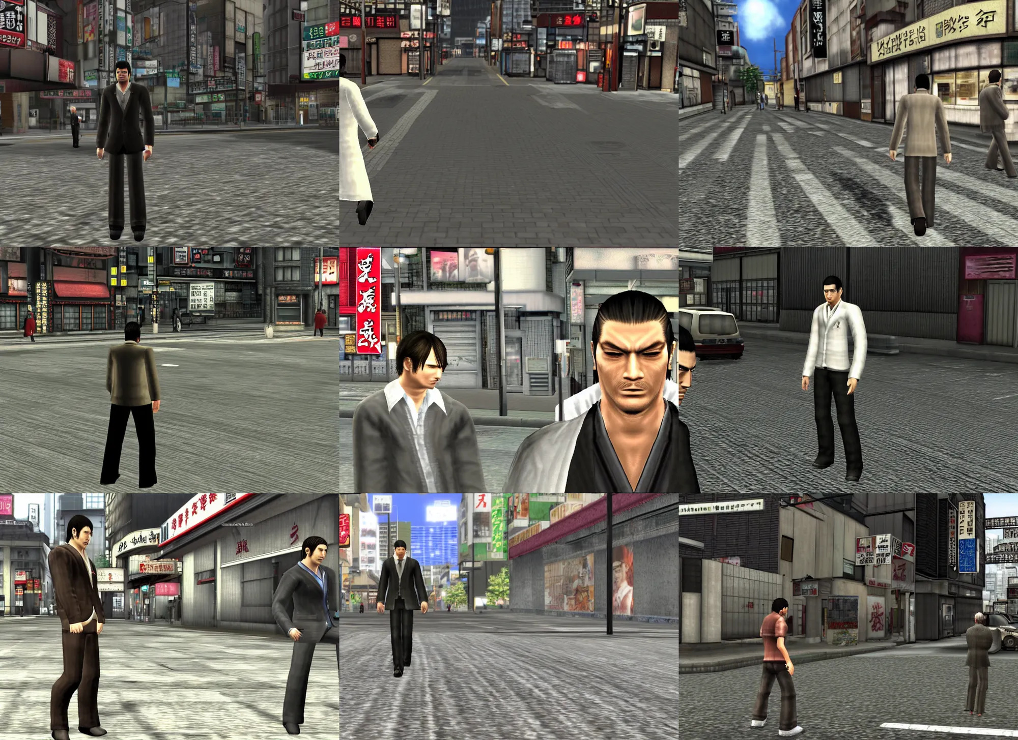 Prompt: a man on the street, game screen shot, yakuza 4