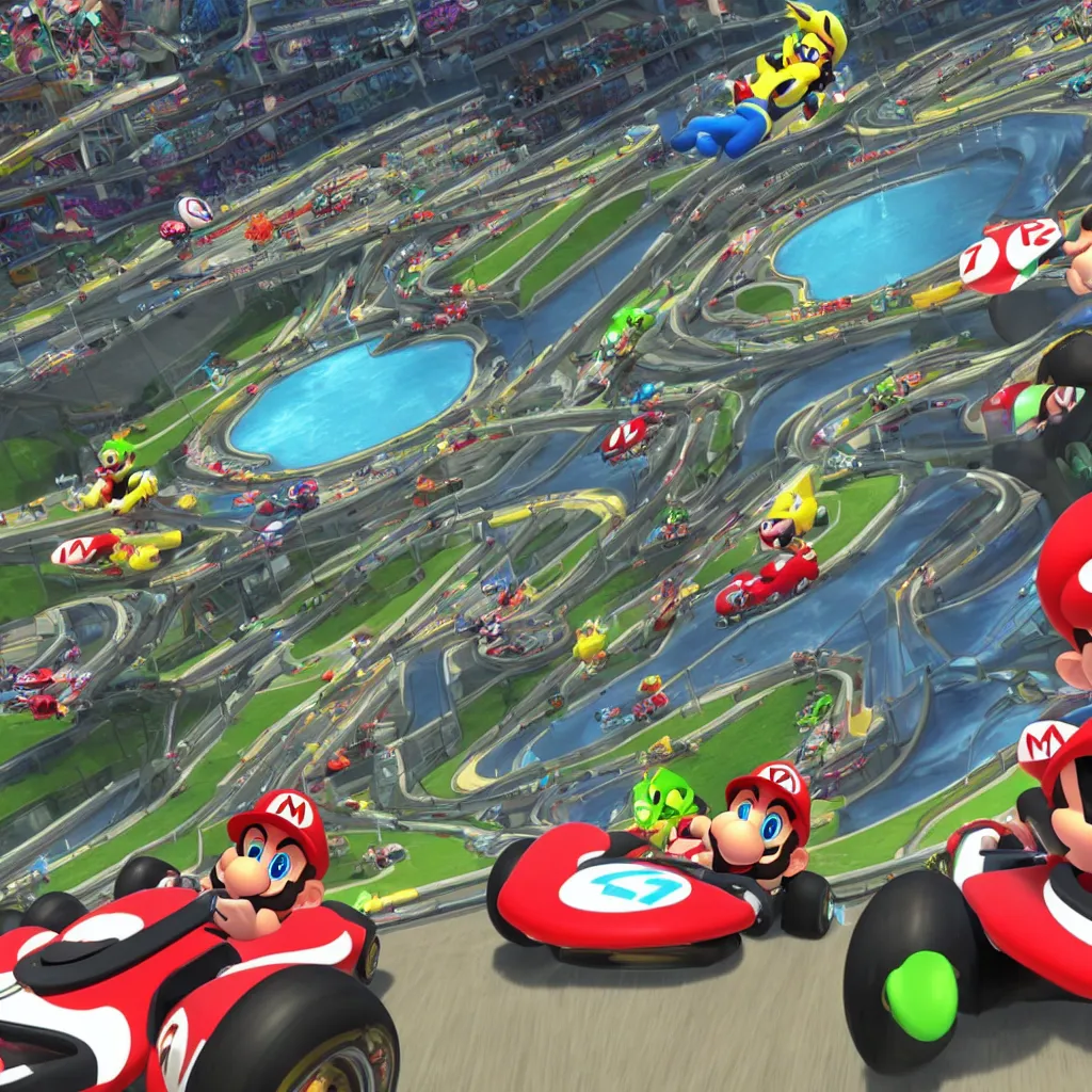 Image similar to new racing track dlc for mario kart 8 deluxe