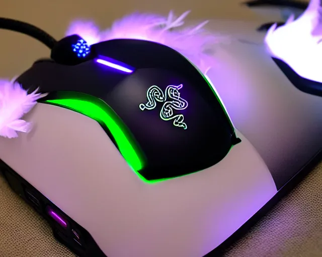 Prompt: razer swan with gaming leds in feathers