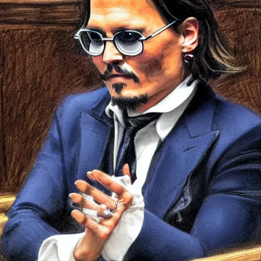 Image similar to johnny depp cheering in court as he wins defamation case, 4 k, photorealistic photography