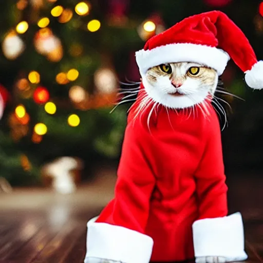 Image similar to cat wearing a santa costume