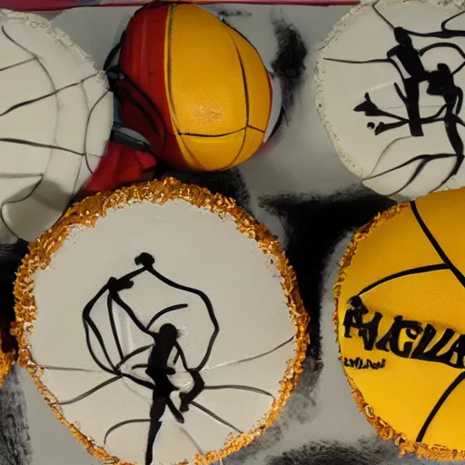 Image similar to basketball cake, photorealistic, close up