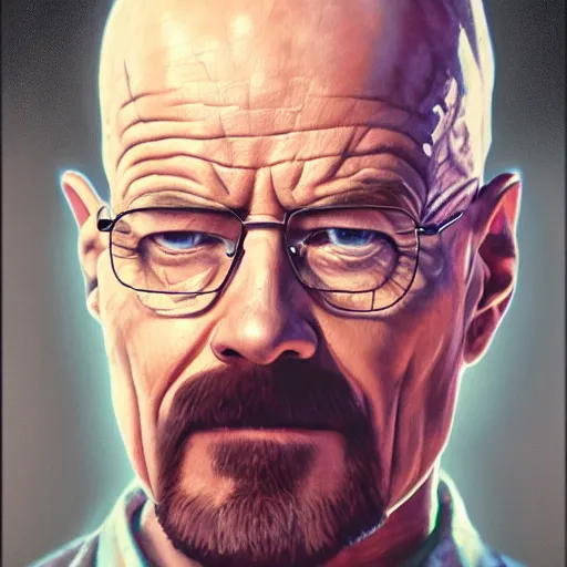 Image similar to walter white, oil painting, octane render, 8 0 s camera, portrait