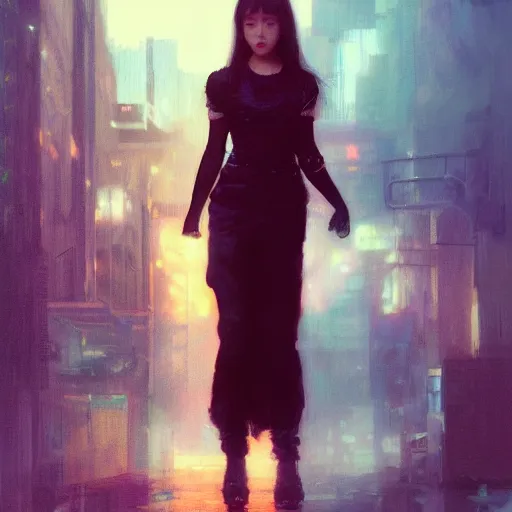 Image similar to jisoo of blackpink, hyperrealistic portrait, bladerunner street, art of elysium by jeremy mann and alphonse mucha, fantasy art, photo realistic, dynamic lighting, artstation, poster, volumetric lighting, very detailed face, 8 k, award winning