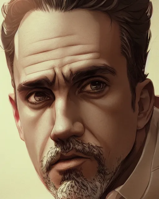 Prompt: jordan peterson, medium shot, visible face, detailed, perfectly shaded, perfectly shaded face, atmospheric lighting, by makoto shinkai, stanley artgerm lau, wlop, rossdraws