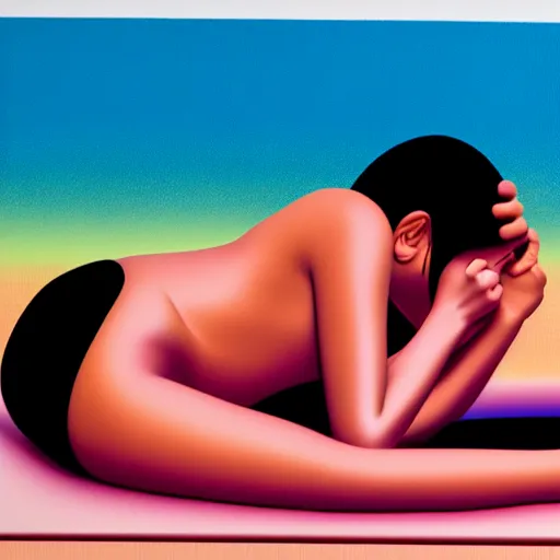 Image similar to bikini model by shusei nagaoka, kaws, david rudnick, airbrush on canvas, pastell colours, cell shaded, 8 k