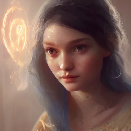 Image similar to portrait of a young beautiful girl with goddess like beauty, seraphic, cute, pure, 8 k uhd, unreal engine, octane render in the artstyle of finnian macmanus, john park and greg rutkowski