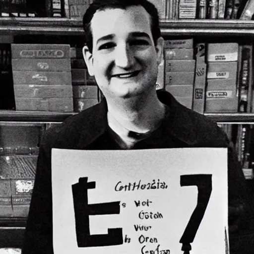 Prompt: photograph of Ted Cruz as the Zodiac Killer