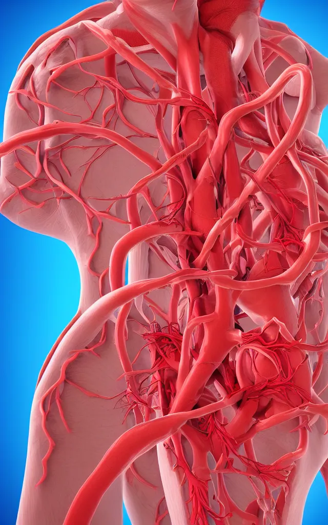 Prompt: scientific medical 3d animation of the detailed veins of a heart arteries in their hands photography 3d octane plastic render greenchromakey background