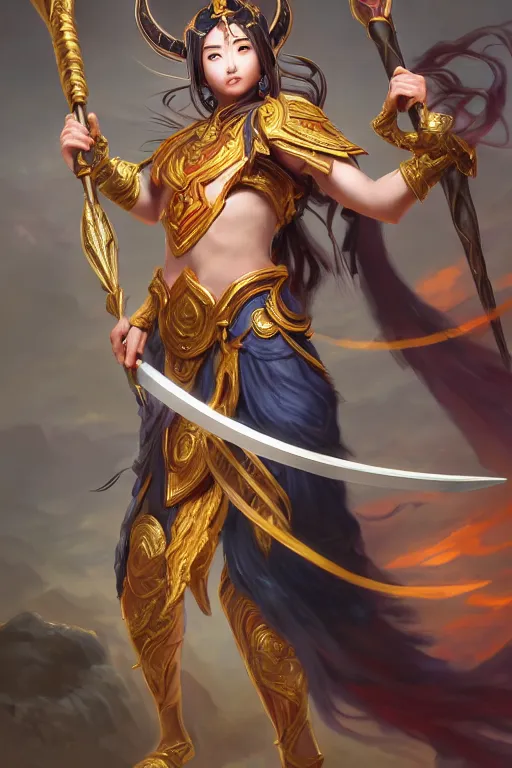 Image similar to a masterpiece portrait of nezha, legendary god holding spear, hero action pose, fantasy character portrait, hyper detailed, digital painting, 8 k realistic, trending on artstation, sharp focus, dof, by fenghua zhong, artgerm, ne zha from smite, tsuyoshi nagano, phonenix in background