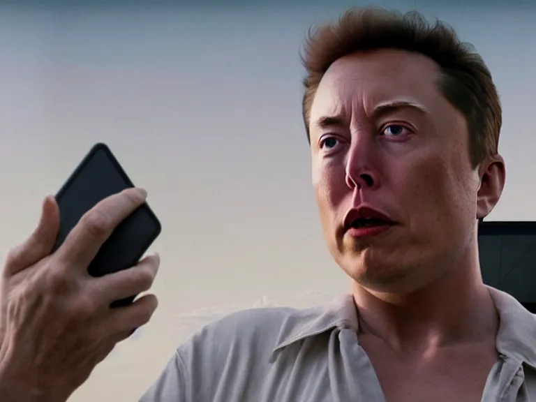 Image similar to hyperrealism aesthetic ridley scott and denis villeneuve style photography of a detailed giant elon musk, siting on a detailed ultra huge toilet and scrolling his smartphone in hyperrealism scene from detailed art house movie in style of alejandro jodorowsky and wes anderson