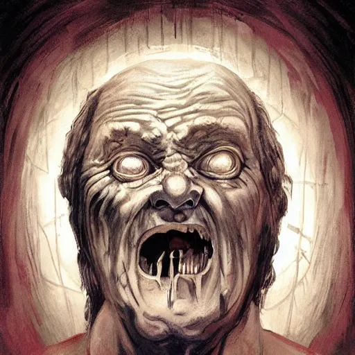 Image similar to Destiny Millns, horror movie poster art, an old man who is a cannibal locked in a room, by Francisco Goya, dirk dziminrsky and Marco Mazzoni